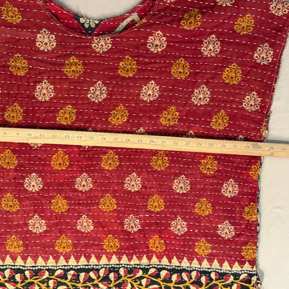 Kantha Tunic Top Reversible Boho Hippie Recycled Sari One Size Artsy Funky - Picture 7 of 8